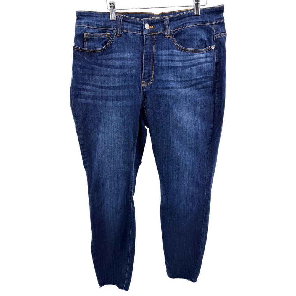 Judy Blue Womens 18W Skinny Fit Dark Wash High Rise Raw Hem Jeans JB82201DK-PL